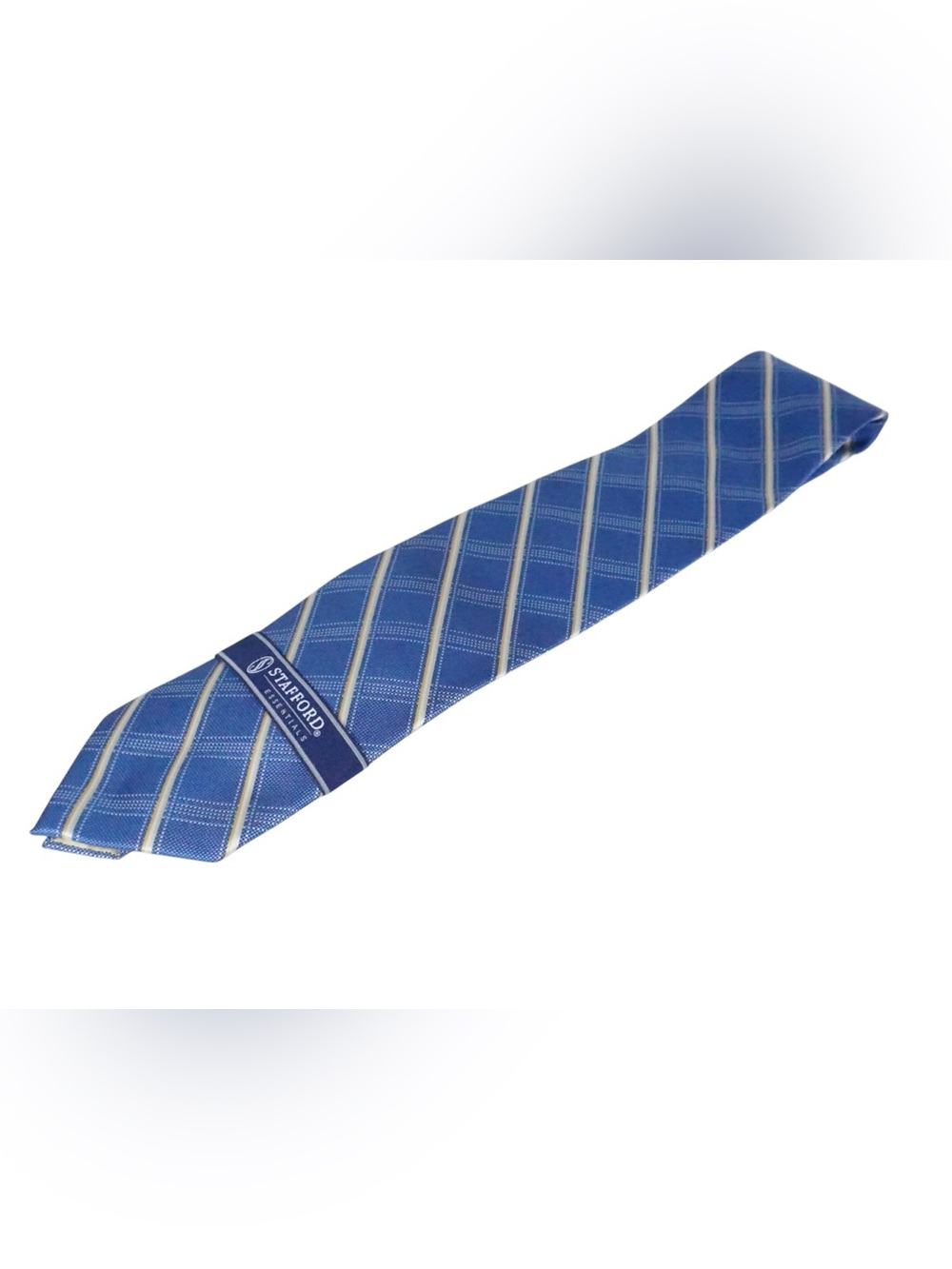 NWT Stafford Blue and Silver Diagonal Stripe Men's Tie